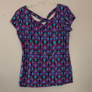 Short Sleeve Top - Multicolor Geometric